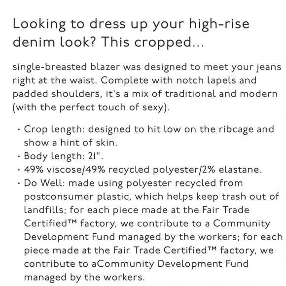 Madewell Women’s The Sutter Crop Blazer Whitfield Micro Check Jacket Size XXS - Picture 10 of 10